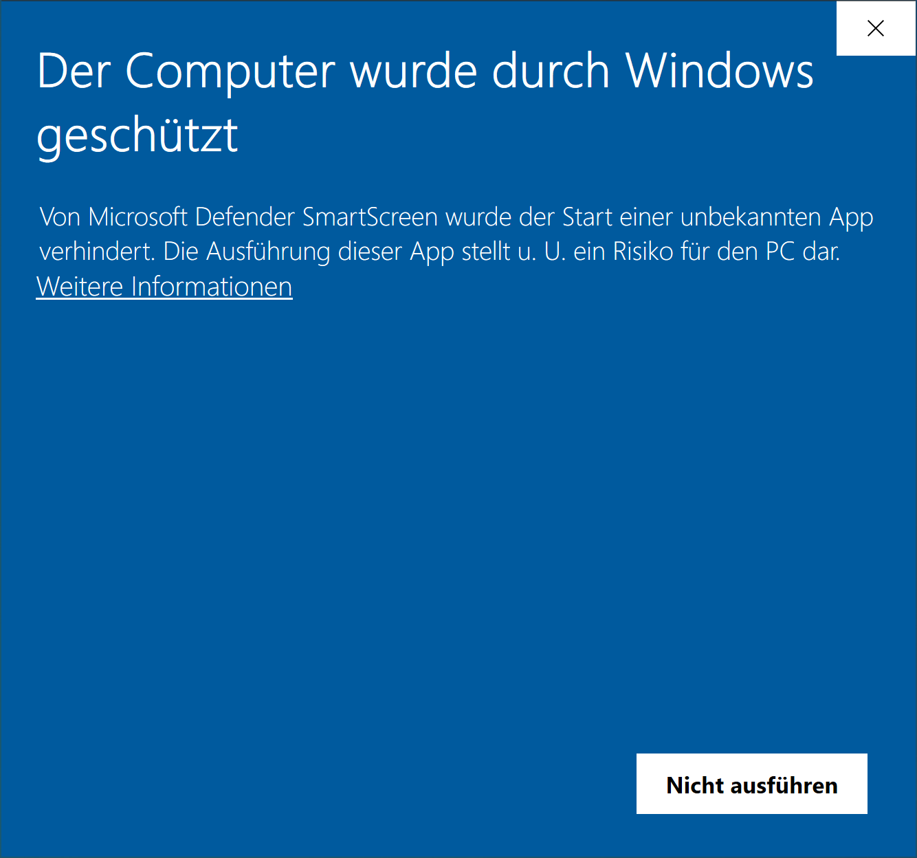 Windows 10 - Installationswarnung